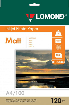 Фотобумага Lomond П0102003 21х30 Inkjet 120/A4/100 л матовая односторонняя фото
