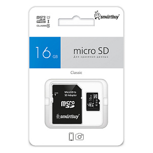 Micro SDHC Smartbuy 16GB Class10 UHS-I (с адаптером) фото