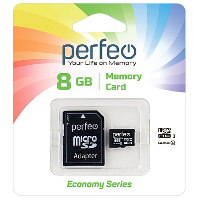 Карта памяти Perfeo microSD 8GB High-Capacity (Class 10) economy series  фото